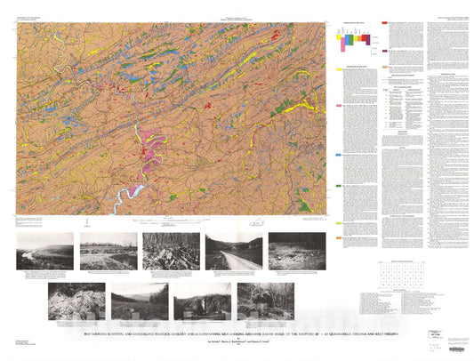 Map : Map showing surficial and generalized bedrock geology and accompanying side-looking airborne radar image of the Radford 30' X 60', 1991 Cartography Wall Art :