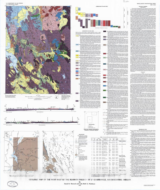 Map : Geologic map of the west half of the Klamath Falls one degree by two degrees quadrangle, south-central Oregon, one99two Cartography Wall Art :