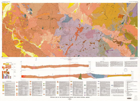 Map : Geologic map of the Poachie Range, Mohave and Yavapai Counties, Arizona, 1992 Cartography Wall Art :