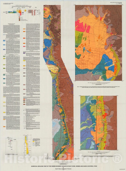 Map : Surficial geologic map of the Weber segment, Wasatch fault zone, Weber and Davis Counties, Utah, 1993 Cartography Wall Art :