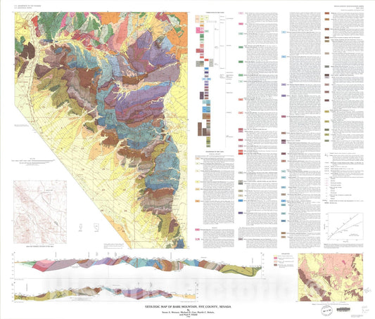 Map : Geologic map of Bare Mountain, Nye County, Nevada, 1992 Cartography Wall Art :