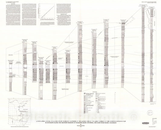 Map : Correlation and oil-shale assays of measured sections of the LaClede bed of the Laney Member of the Green River Formation in outcr, 1991 Cartography Wall Art :
