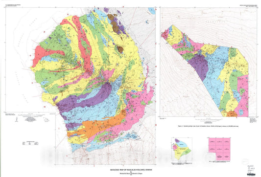 Map : Geologic map of Hualalai Volcano, Hawaii, 1991 Cartography Wall Art :