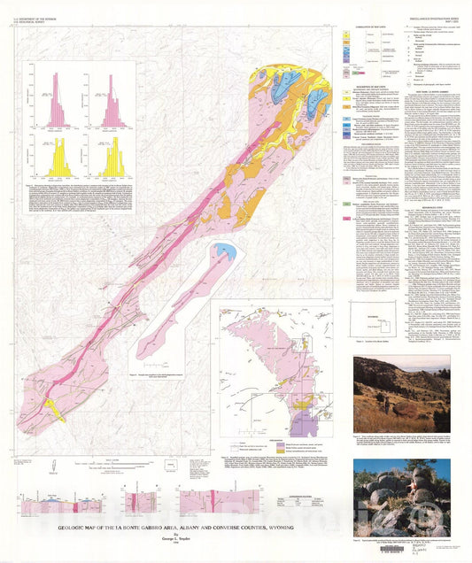 Map : Geologic map of the La Bonte gabbro area, Albany and Converse Counties, Wyoming, 1992 Cartography Wall Art :
