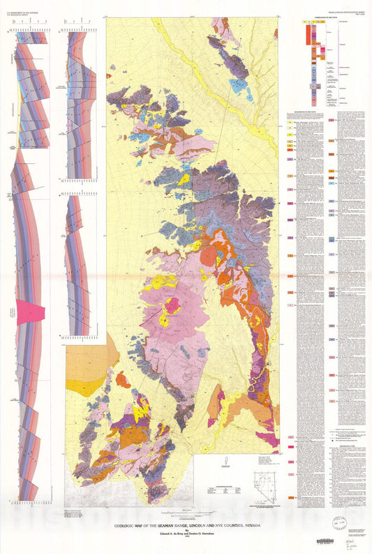 Map : Geologic map of the Seaman Range, Lincoln and Nye Counties, Nevada, 1994 Cartography Wall Art :