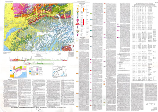 Map : Geologic map and summary geochronology of the Anchorage one degree x three degrees quadrangle, southern Alaska, one992 Cartography Wall Art :