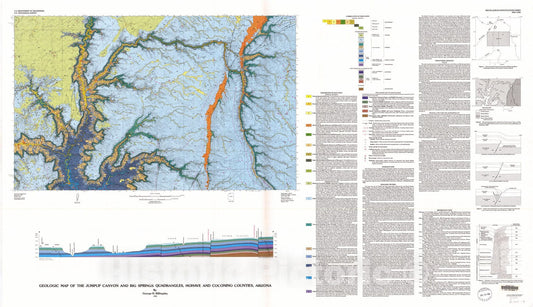 Map : Geologic map of the Jumpup Canyon and Big Springs quadrangles, Mohave and Coconino, Arizona, 1992 Cartography Wall Art :