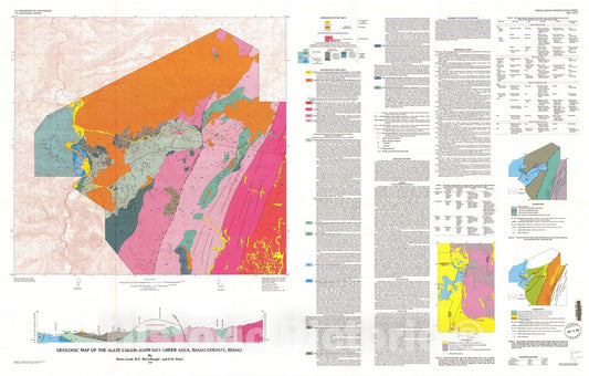 Map : Geologic map of the Slate Creek-John Day Creek area, Idaho County, Idaho, 1993 Cartography Wall Art :