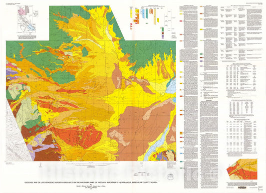 Map : Geologic map of Late Cenozoic deposits and faults in the southern part of the Davis Mountain 15' quadrangle, Esmeralda County, Nevada, 1993 Cartography Wall Art :