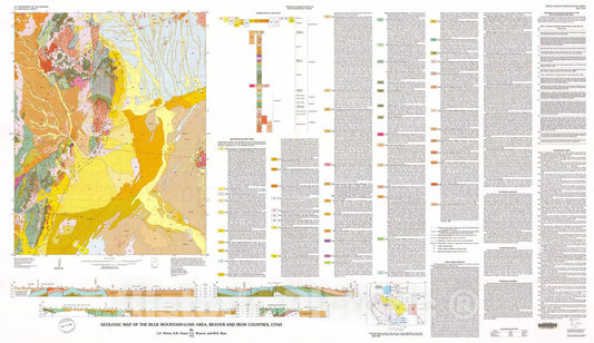 Map : Geologic map of the Blue Mountain-Lund area, Beaver and Iron Counties, Utah, 1994 Cartography Wall Art :
