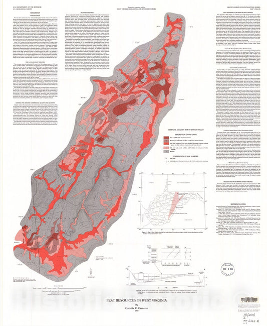 Map : Peat resources of West Virginia, 1993 Cartography Wall Art :