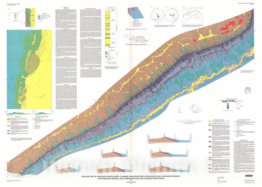 Map : Geologic map of large block slides at Sinking Creek Mountain, Appalachian Valley and Ridge Province, southwestern Virginia, and co, 1993 Cartography Wall Art :