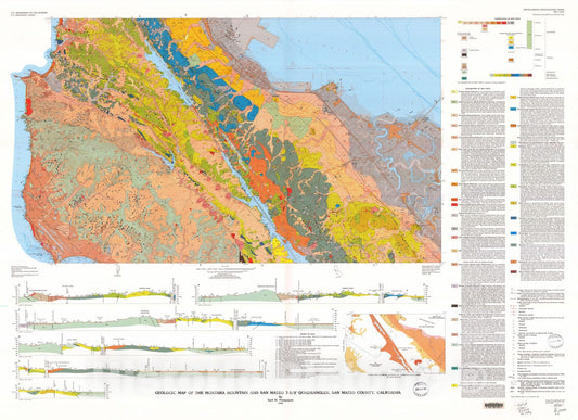 Map : Geologic map of the Montara Mountain and San Mateo 7.5' quadrangles, San Mateo County, California, 1994 Cartography Wall Art :