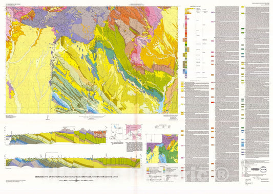 Map : Geologic map of the Motoqua and Gunlock quadrangles, Washington County, Utah, 1994 Cartography Wall Art :