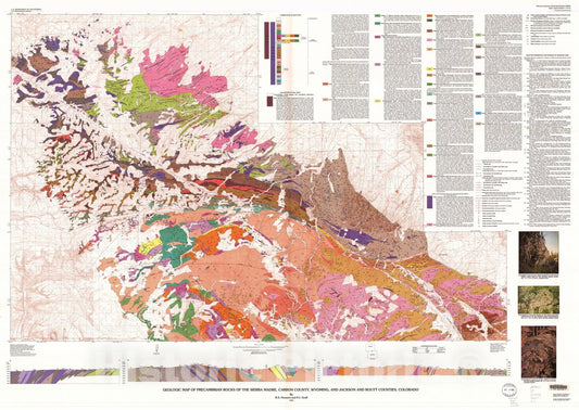 Map : Geologic map of Precambrian rocks of the Sierra Madre, Carbon County, Wyoming, and Jackson and Routt Counties, Colorado, 1995 Cartography Wall Art :