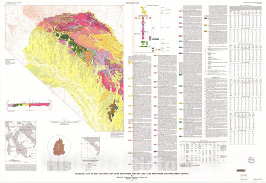 Map : Geologic map of the southeastern Kofa Mountains and western Tank Mountains, southwestern Arizona, 1995 Cartography Wall Art :