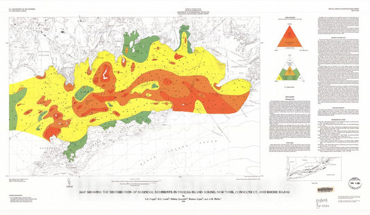 Map : Map showing the distribution of surficial sediments in Fishers Island Sound, New York, Connecticut, and Rhode Island, 1994 Cartography Wall Art :
