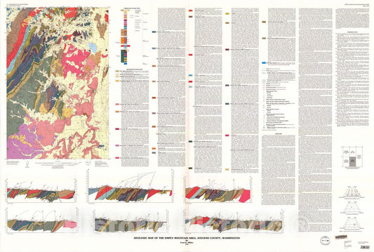 Map : Geologic map of the Empey Mountain area, Stevens County, Washington, 1996 Cartography Wall Art :