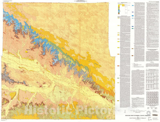 Map : Geologic map of Morrill County, Nebraska with a section on new 40Ar/39Ar laser fusion ash dates from Wildcat Ridge, Nebraska, 1995 Cartography Wall Art :