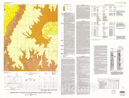 Map : Geologic map of the Irish Flats NE quadrangle, Meade County, Kansas, 1995 Cartography Wall Art :