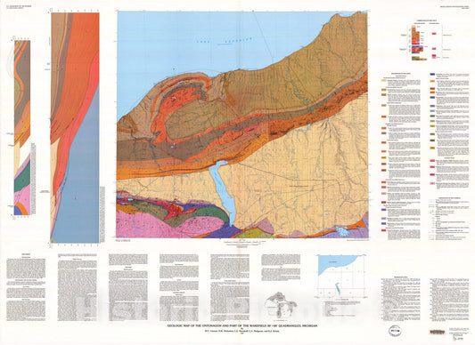 Map : Geologic map of the Ontonagon and part of the Wakefield 30' X 60' quadrangles, Michigan, 1995 Cartography Wall Art :