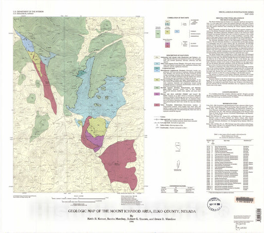 Map : Geologic map of the Mount Ichabod area, Elko County, Nevada, 1996 Cartography Wall Art :