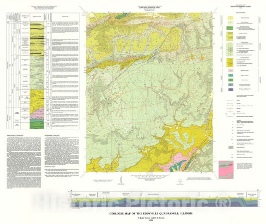 Map : Geologic map of the Eddyville Quadrangle, Illinois, 1990 Cartography Wall Art :