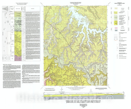Map : Geologic map of the Goreville Quadrangle, Johnson and Williamson Counties, Illinois, 1991 Cartography Wall Art :