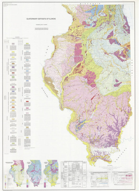 Map : Quaternary deposits of Illinois, 1979 Cartography Wall Art :