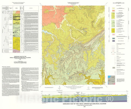 Map : Geologic map of the Creal Springs Quadrangle, Illinois, 1990 Cartography Wall Art :