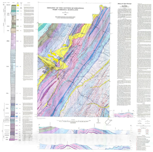 Map : Geology of the Keyser Quadrangle, West Virginia-Maryland, 1963 Cartography Wall Art :