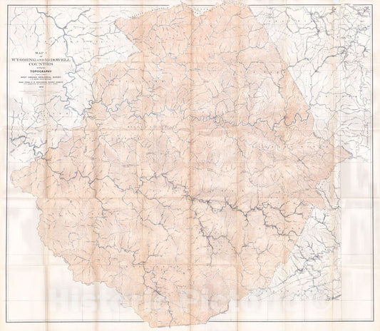 Map : Wyoming and McDowell Counties, 1915 Cartography Wall Art :