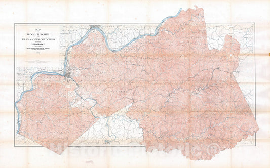 Map : Pleasants, Wood, and Ritchie Counties, 1910 Cartography Wall Art :