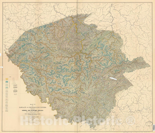 Map : Logan and Mingo Counties [West Virginia], 1914 Cartography Wall Art :