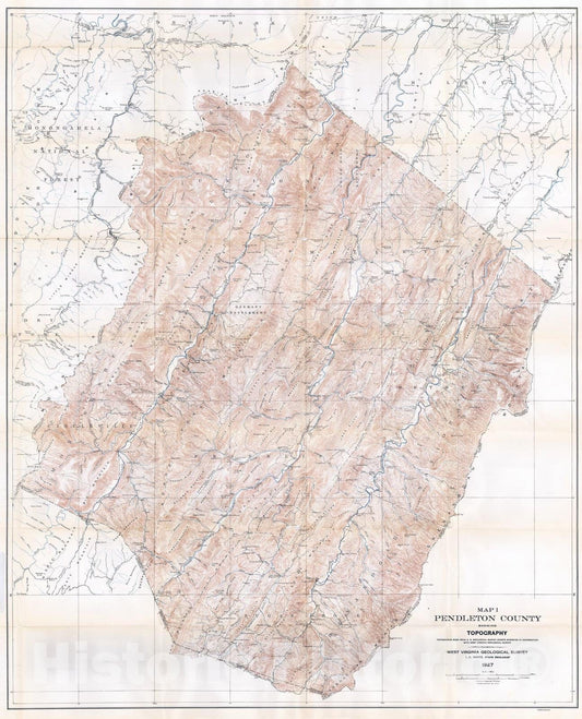 Map : Pendleton County, 1927 Cartography Wall Art :