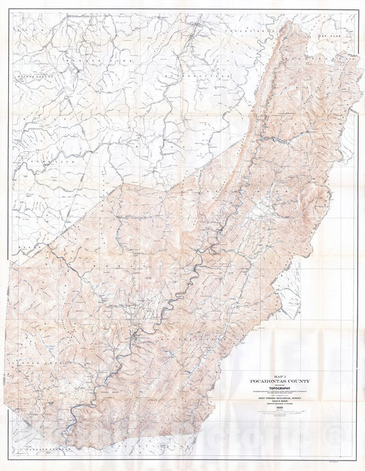 Map : Pocahontas County, 1929 Cartography Wall Art :