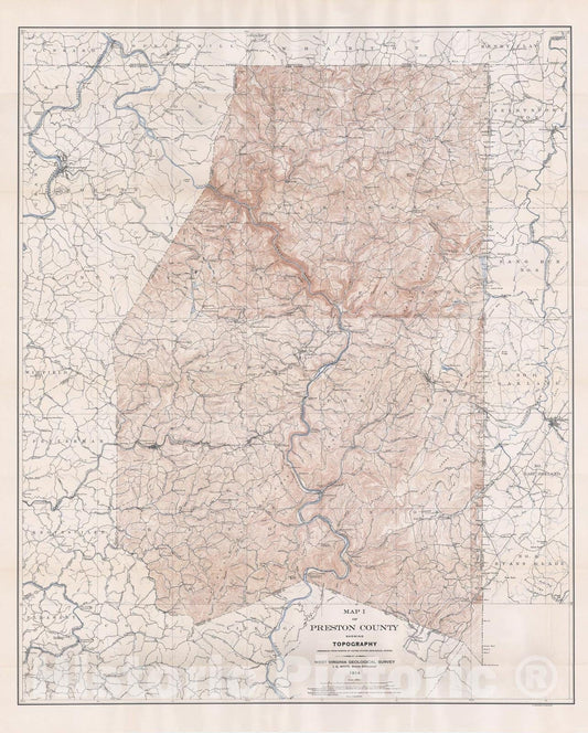Map : Preston County, 1914 Cartography Wall Art :