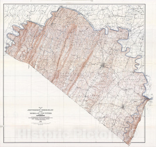 Map : Jefferson, Morgan, and Berkeley Counties, 1916 Cartography Wall Art :