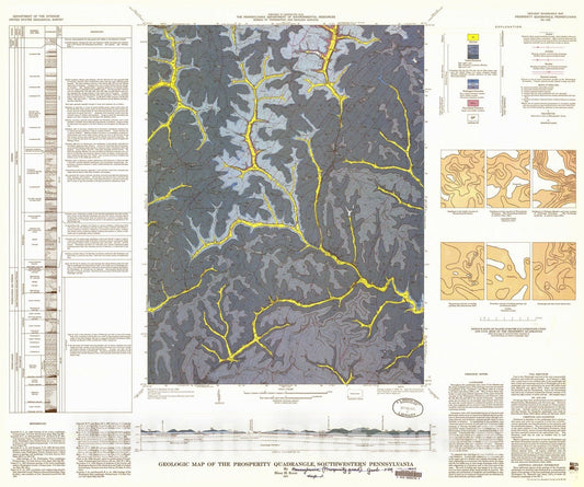 Map : Geologic map of the Prosperity quadrangle, southwestern Pennsylvania, 1972 Cartography Wall Art :