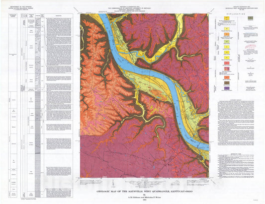 Map : Geologic map of the Maysville West quadrangle, Kentucky-Ohio, 1972 Cartography Wall Art :