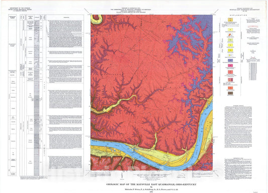 Map : Geologic map of the Maysville East quadrangle, Ohio-Kentucky, 1972 Cartography Wall Art :