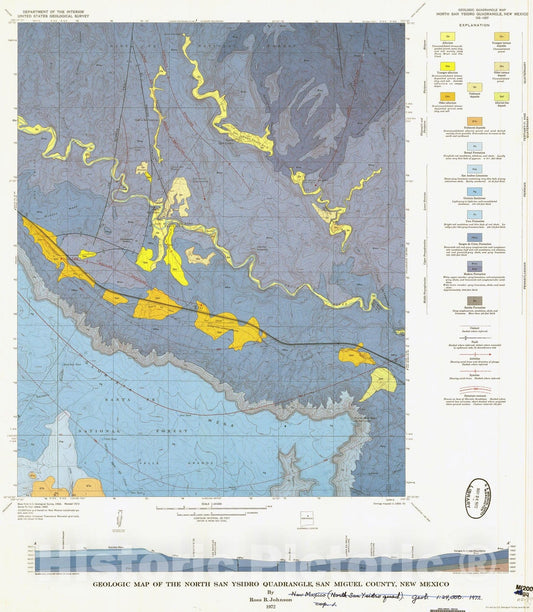 Map : Geologic map of the North San Ysidro quadrangle, San Miguel County, New Mexico, 1972 Cartography Wall Art :