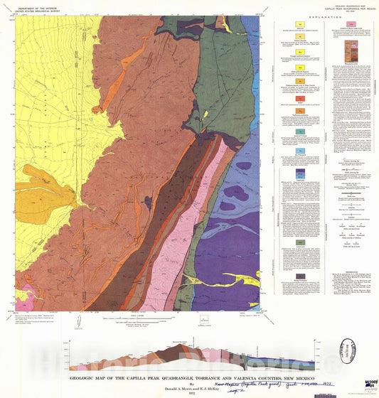 Map : Geologic map of the Capilla Peak quadrangle, Torrance and Valencia Counties, New Mexico, 1972 Cartography Wall Art :