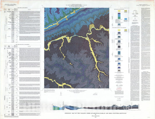 Map : Geologic map of the Wallins Creek quadrangle, Harlan and Bell Counties, Kentucky, 1972 Cartography Wall Art :