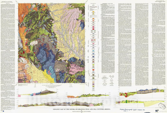 Map : Geologic map of the Sonora quadrangle, Pinal and Gila Counties, Arizona, 1971 Cartography Wall Art :