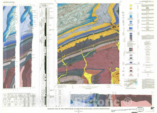 Map : Geologic map of the Orwigsburg quadrangle, Schuylkill County, Pennsylvania, 1973 Cartography Wall Art :