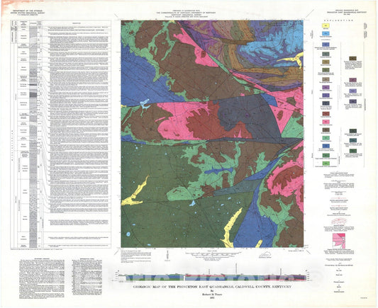 Map : Geologic map of the Princeton East quadrangle, Caldwell County, Kentucky, 1972 Cartography Wall Art :