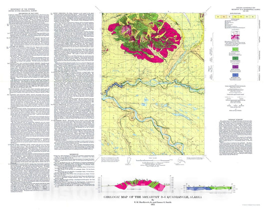 Map : Geologic map of the McCarthy B-6 quadrangle, Alaska, 1972 Cartography Wall Art :