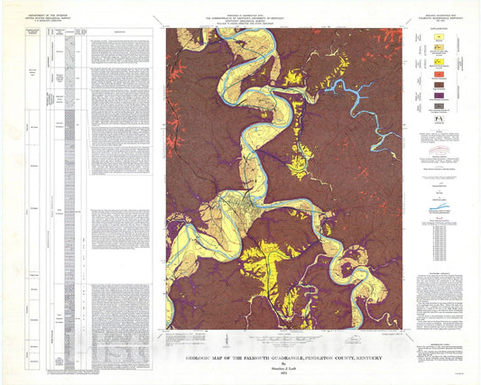 Map : Geologic map of the Falmouth quadrangle, Pendleton County, Kentucky, 1972 Cartography Wall Art :
