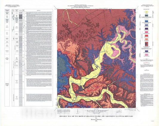 Map : Geologic map of the Maud quadrangle, Nelson and Washington Counties, Kentucky, 1972 Cartography Wall Art :